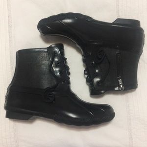 Sperry and Talbots Black Rainboots